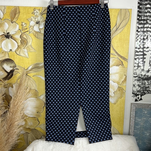 Zara Black&Blue Polka Dot Midi Stretchy Pencil Skirt Sz. XS black label - Picture 2 of 13